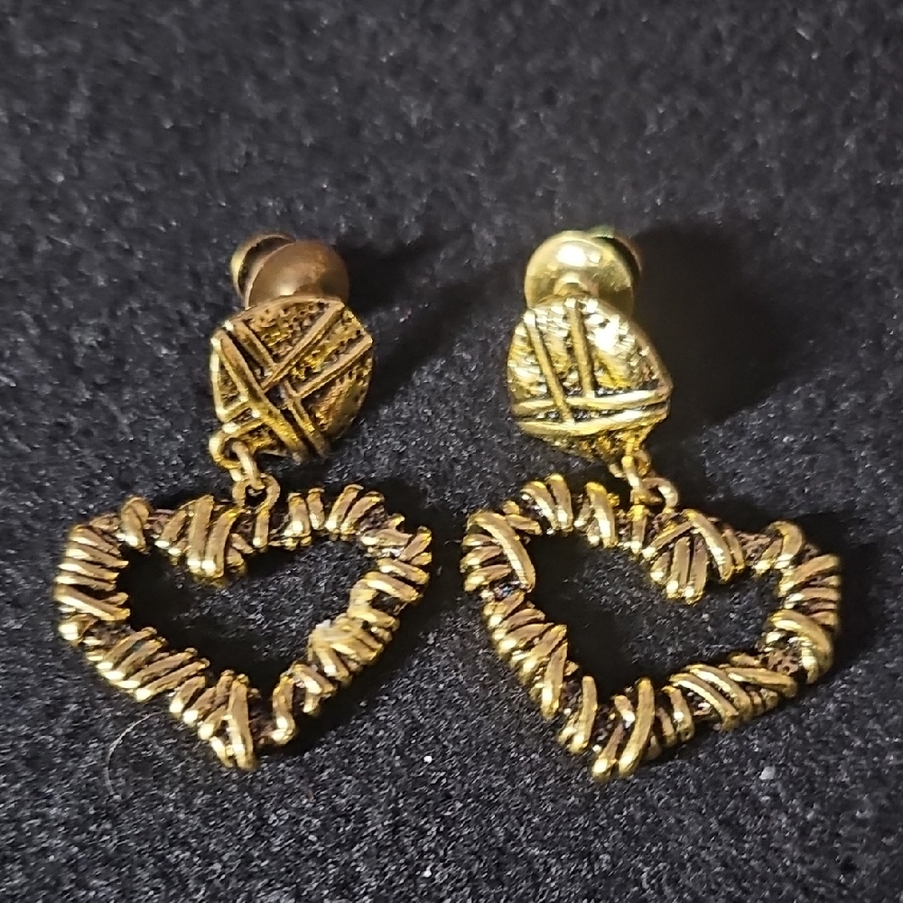 Sassy Jones Textured Gold Heart Earrings